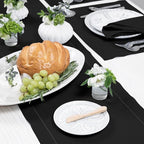 Solino Home Linen Black Table Runner 144 Inches Long - 100% Pure Linen Extra Long Table Runner 14 x 144 Inch for Fall, Autumn, Halloween, Thanksgiving - Classic Hemstitch