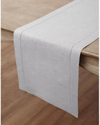Solino Home Linen Soft Grey Table Runner 72 Inches Long - 100% Pure Linen Hemstitch Table Runner 14 x 72 Inch for Dresser, Dining, Fall, Autumn, Halloween, Thanksgiving - Classic Hemstitch