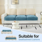 Couch Cushion Covers Individual Large Super Stretch Chenille (Softer Version) Sofa Cushion Covers, Couch Seat Covers Couch Slipcovers Furniture Protector (3PC, Blue)