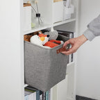 DULLEMELO 12 inch Cube Storage Bins, Large Collapsible Grey Storage Baskets for Square Cubes Organizing, Fabric Boxes Bins for Shelves Nursery Home Office Storage(4 Pack - 12" Grey)