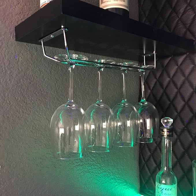 TrueCraftware- 10-Inch Wine Glass Rack Chrome Finish Set of 2- Stemware Rack Wire Hanging Rack Under Cabinet Wine Glass Rack Stemware Holder Glass Storage Hanger Organizer for Kitchen and Bar
