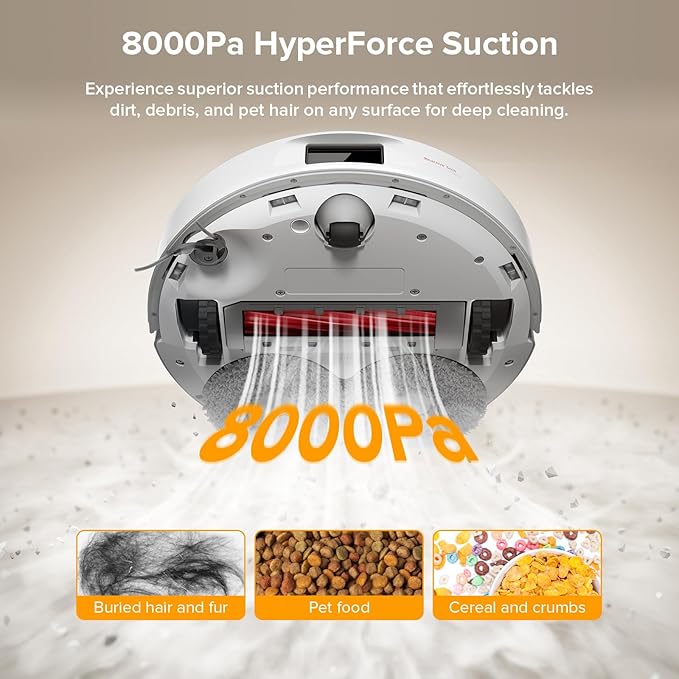 roborock Qrevo Series Robot Vacuum and Mop, 8000Pa Suction, Upgraded from Qrevo S, Anti-Tangle Brush, Smart Obstacle Avoidance, Auto Mop Washing, All-in-One Dock, 200RPM Spinning Mops, White(QV 35A)