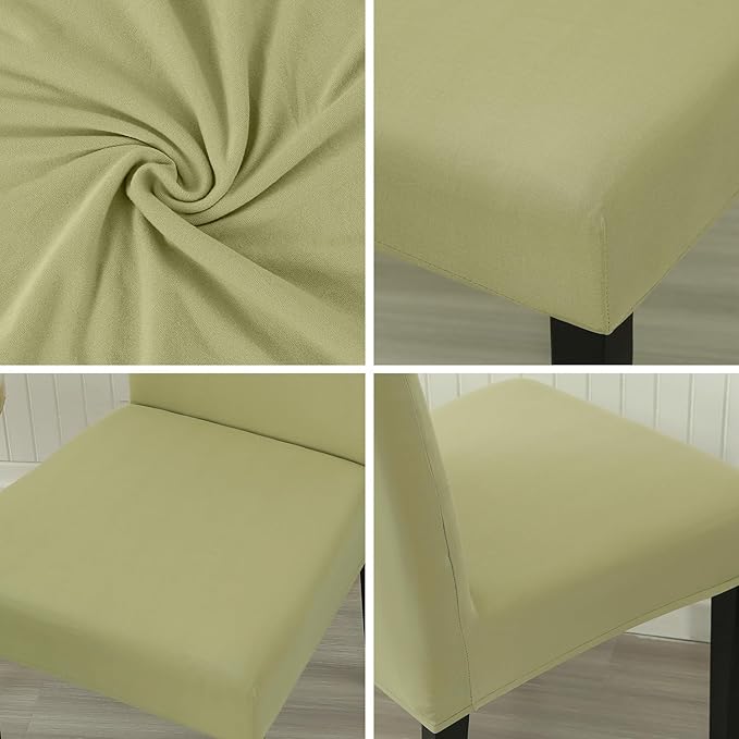JQinHome Sage Green Chair Covers for Dining Room Set of 8, High Stretch Removable Washable Parsons Chair Slipcover for Home Party Hotel Wedding Ceremony (8PCS, Sage Green)