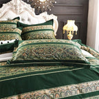 ABREEZE Bohemian Vintage Twin Size Floral Cotton Bedding Set 3Pcs Duvet Cover Set Boho Green Paisley 100% Egyptian Brushed Cotton Reversible Home Bedding Collection