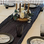 10FT 12 Pack Black Cheesecloth Table Runner 20 x 120 Inch Long Boho Fabric Rustic Cheese Cloth Table Runner for Wedding Bridal Shower Baby Shower Gauze Sheer Birthday Party Table Decorations