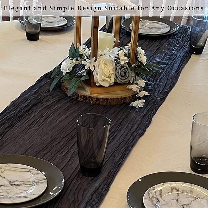 10FT 12 Pack Black Cheesecloth Table Runner 20 x 120 Inch Long Boho Fabric Rustic Cheese Cloth Table Runner for Wedding Bridal Shower Baby Shower Gauze Sheer Birthday Party Table Decorations