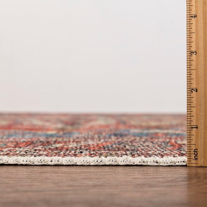 Keen Home Design 8x10 Rug - Machine Washable Area Rug with Non-Slip Backing, Ideal for Living Room, Dining Room, Bedroom - Vintage, Easy Clean, Durable, Low Pile Rug - (8' x 10')