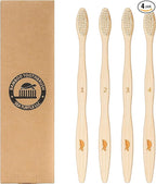 Sea Turtle Plant-Based Bristles, Bamboo Toothbrushes, Soft Natural Toothbrush for Adults (4 Pack)
