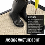 GORILLA GRIP 100% Waterproof All-Season WeatherMax Doormat US Designed Natural Rubber, Stain and Fade Resistant, Low Profile Indoor Outdoor Door Mats, Easy Clean Patio Mat, 17x29, Modern Latte