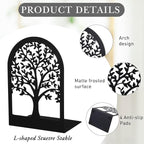 Faccito 5 Pairs Book Ends, Black Metal Bookends for Shelves Decorative, Non Skid Tree Stopper and Flower Shelf Holder for Heavy Books, Home Office School Supplies (Classic)