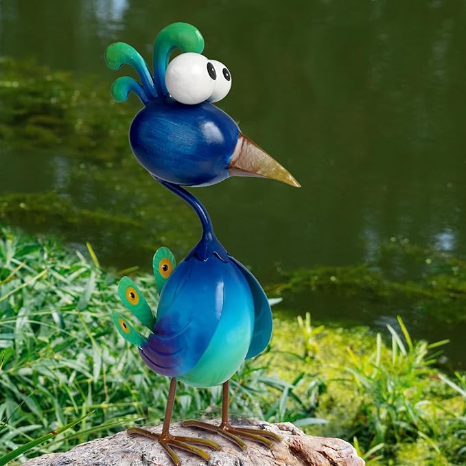 Kircust Peacock Decor Metal Yard Art Outdoor Statues Lawn Decorations Outside Garden Peacocks Decoration for Home