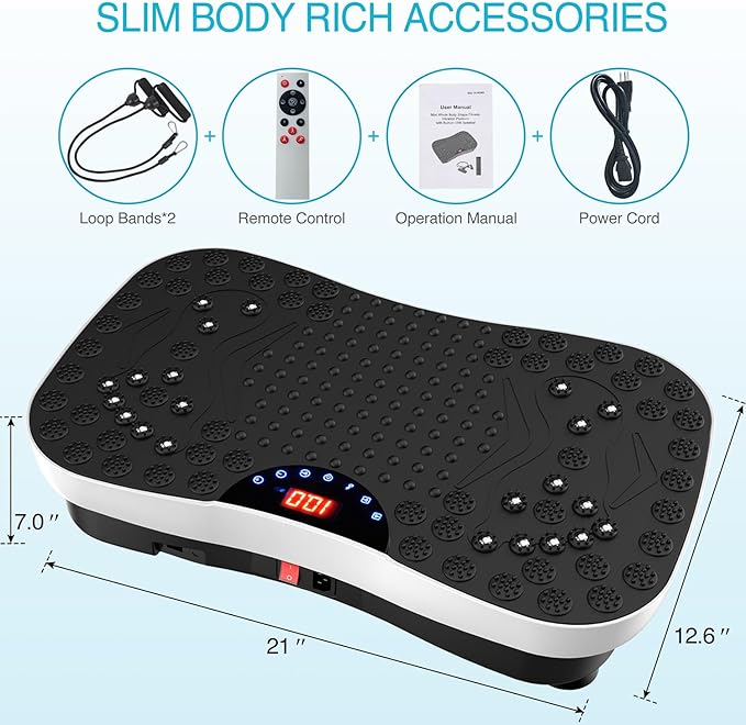 AXV Vibration Plate Exercise Machine Whole Body Workout Portable Mini Vibrate Fitness Platform Lymphatic Drainage Machine for Weight Loss Shaping Toning Wellness Home Gyms Workout (Mini)