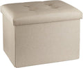 ALASDO Storage Ottoman Footrest Stool Small Ottoman with Storage Foldable Ottoman Foot Rest Footstool Bench for Living Room 17x13x13inches Beige