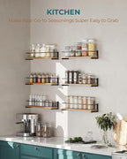 OROPY Spice Rack Wall Mounted, Rustic Wood Hanging Rack for Over The Stove, Kitchen Wall, 4 Pack