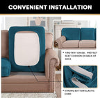 PrinceDeco Stretch Sofa Cushion Covers for Couches and Sofas,Soft Velvet Couch Seat Covers, Sofa Covers Washable, Seat Cushion Cover for 3 Couch Sofa Pet Friendly - Deep Teal, Each Width Up to 29.5"