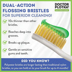 MOUTHWATCHERS Soft Flossing Manual Toothbrush for Adults, 2 Pack, Green, Ultra Clean, Good for Sensitive Teeth and Gums, by Dr. Plotka's