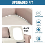 H.VERSAILTEX Super Stretch Individual Seat Cushion Covers Sofa Covers Couch Covers Slipcover Sets Thick Jacquard Textured Twill Fabric (3 Piece XL Sofa Cushion Covers, Porcelain)