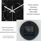 Oversized Decorative Clocks Battery Operated 24 Inch Marble Black Wall Clock for Office Round Non Ticking Wall Clock Silent