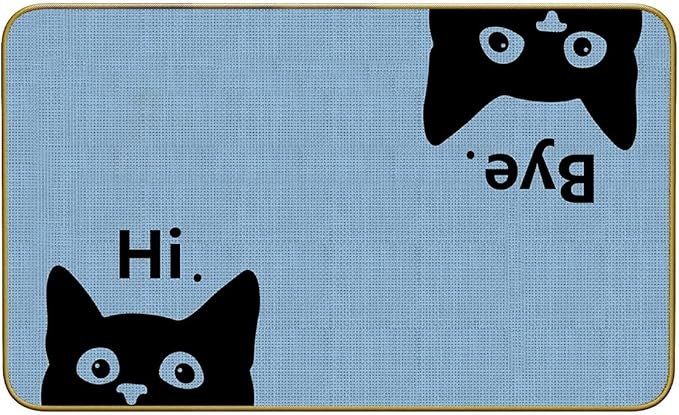Mingnei Hi Bye Cat Welcome Doormat Door Mat for Home Kitchen Entrance,Cat Door Mat,Funny Black Lover Floor Mats for House Front Indoor Inside Outdoor Outside Entryway Rug 30x17 Welcome Mat (Color-4)