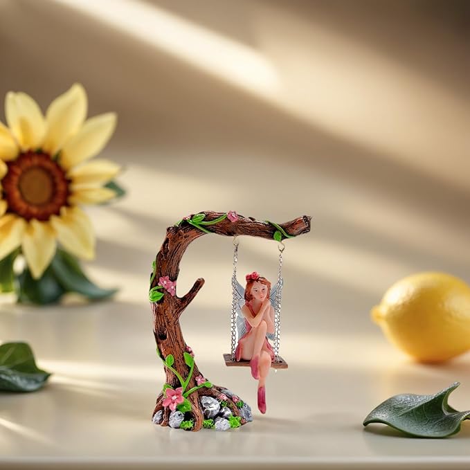 Swing Set of 42 Pcs Miniature Fairy Garden Accessories Outdoor Decor Figurines Kit for Kids, Mini Whimsical Ornaments and Decorations for Patio, House, Garden, Desk, Yard Supplies