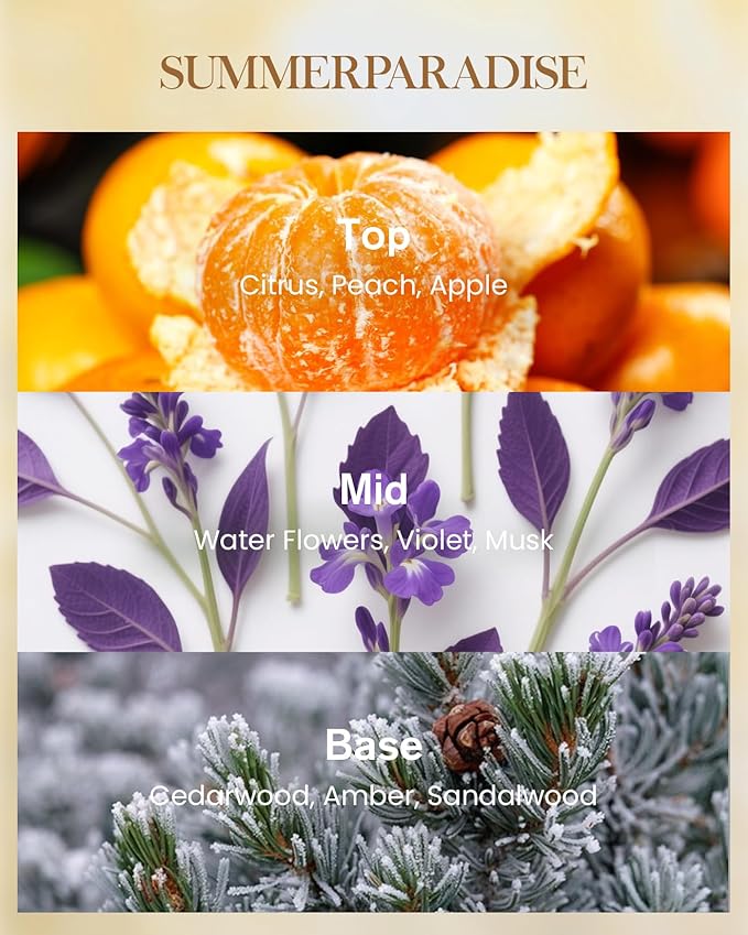 M&SENSE Citrus Water Flower Scented Candles, 35oz 150H Long Lasting, 3 Wick Soy Candles,Natural Aromatherapy Calm Stress Relief, Home Fragrance Housewarming Gifts