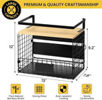 [WIDER Shelf]2 SET Strong Magnetic Shelf Basket for Fridge with Tag & Bamboo Top, XXL Large Magnetic Spice Rack Shelves for Side of Refrigerator, Kitchen Pantry Storage Organizer for Food Fruit Veg