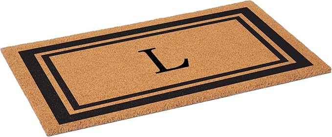 Calloway Mills 152962436L Black Border 24" x 36" Monogram Doormat, (Letter L)