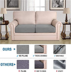 H.VERSAILTEX Super Stretch Individual Seat Sofa Covers Couch Slipcover Sets Thick Jacquard Textured Twill Fabric (2 Piece Medium Cushion Covers, Dove)