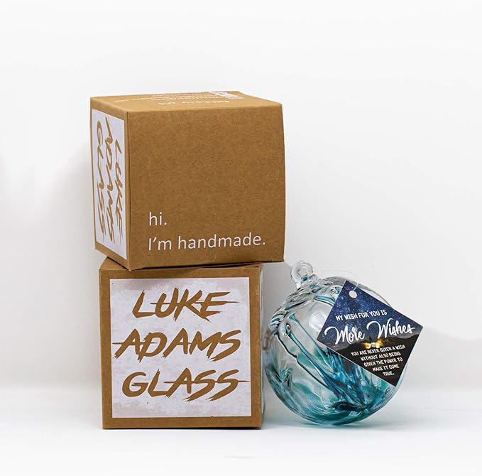 Luke Adams Handmade Glass Gazing Balls for Garden on Clearance – Hand Blown Glass Gazing Ball for Yard Décor – Decorative Garden Globe (Recycle Teal)