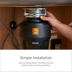 Moen GT33C Lite Series 1/3 Horsepower Continous Feed Garbage Disposal featuring Fast Track Technology, Power Cord Included