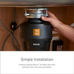 Moen Prep Series Disposer 1/2 Horsepower Continuous Feed Garbage Disposal featuring Fast Track Technology, Power Cord Included, GT50C