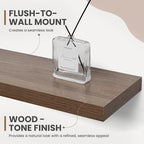 24 Inch Floating Shelves, 8 Inch Deep Floating Shelves for Wall, Hanging Shelf with Invisible Brackets, Deep Shelves for Bathroom, Bedroom, Living Room, Walnut, Set of 2