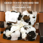 Cow Print Faux Fur Throw Blanket for Couch, Soft & Plush Fuzzy Blanket for Sofa, Bedroom, Living Room, Super Soft Warm for Adults Kids Girl Gifts Bedroom Couch Sofa Travel,60x80 Inches Black Brown