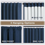 Navy Blackout Curtains 72 Inches Long for Bedroom Navy Blue Room Darkening Thermal Insulating Window Black Out Linen Nautical Curtains for Living Room Nursery 52x72 Inch Length 2 Panel Back Tab Pocket