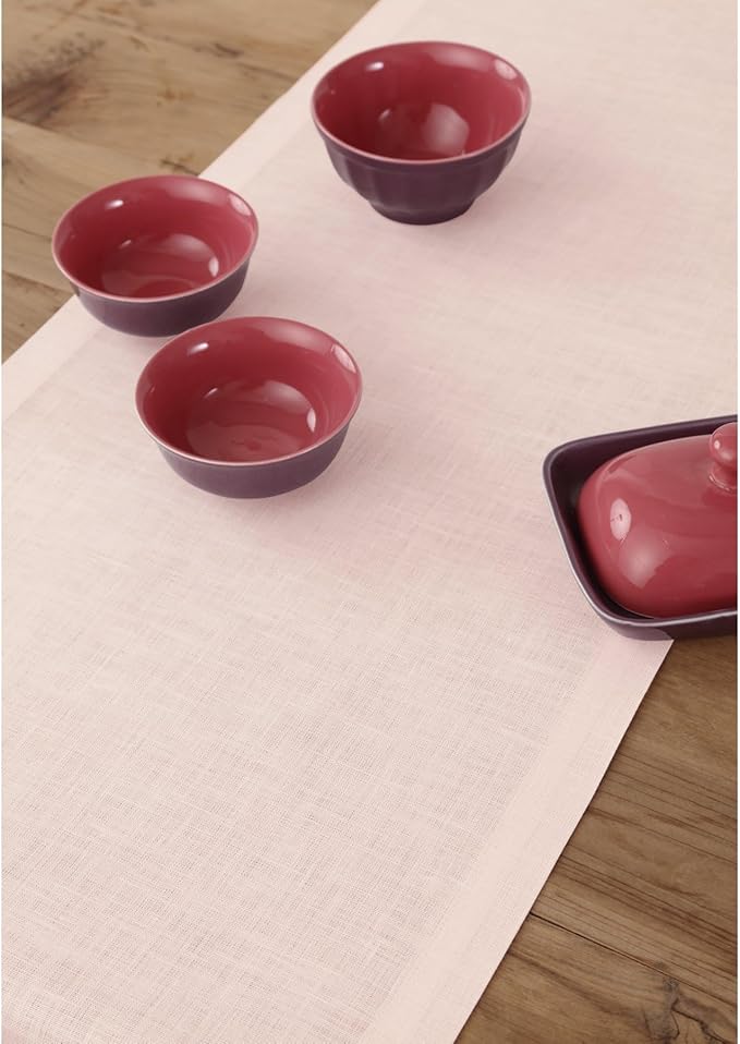 Solino Home Linen Pink Table Runner 120 Inches Long - 100% Pure Linen 14 x 120 Inch Table Runner for Halloween - Fete