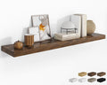 RICHFOCUS 55Inch Floating Shelves for Wall 1 Pack Shelves for Bedroom|Kitchen|Bathroom Wall Mounted Rustic Wood Floating Shelf with Invisible Brackets for Books|Storage|Decor, Rustic Brown