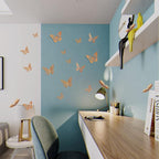 SAOROPEB 3D Butterfly Wall Decor, 48 Pcs 4 Styles 3 Sizes, Removable Metallic Wall Sticker Room Mural Decals for Kids Bedroom Nursery Classroom Party Decoration Wedding Decor DIY Gift (Rose Gold)