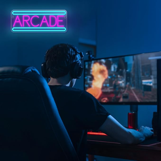 Arcade Neon Sign Arcade Neon Light for Wall Decor USB Powered Dimmable Arcade LED Neon Lights Sign for Game Room for Game Room Recreation Living Room Birthday Gift Man Cave Bedroom Decor