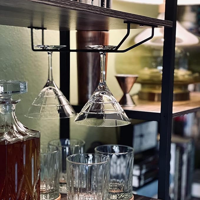 10.8 Inch Black Wine Glass Rack, Under Cabinet Wine Glass Holder Stainless Steel Stemware Rack - Hanging Stemware Holder for Cabinet Kitchen Bar, Set of 4