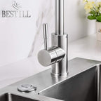 BESTILL Garbage Disposal Air Switch Kit - UL Listed, Cordless Sink Top Switch Button for Waste Disposer, 3.6" Long Push Button with Brass Cover, Brushed Nickel, Compatible with all Garbage Disposals