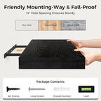 Black Floating Shelves 36 Inch Long, 12 Inch Deep Floating Shelves for Wall, 36 x 12 Shelves for Wall Storage & Display, 2" Thick Floating Shelf for Bathroom, Living Room, Bedroom, Set of 2
