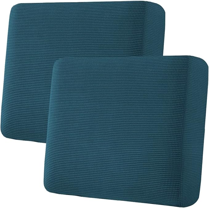 H.VERSAILTEX Super Stretch Individual Seat Covers - Sofa & Couch Cushion Slipcover Sets (Thick Jacquard Textured Twill Fabric, Deep Teal) - 2 Piece Large