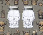 Set of 2 Skull Mason Jar Glasses with Lids | 16oz Reusable Halloween Drinking Glasses | Unique Skull Décor, Storage, & Canning Jars for Parties & Gifts