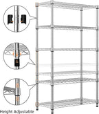 1250 lbs Steel Heavy Duty 5-Tier Utility Shelving Unit Steel Organizer Wire Rack for Home,Kitchen,Office,Chrome (13.7" D x 23.6" W x 62.4" H)