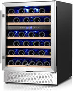 Tylza 24 Inch Dual Zone Wine Cooler Refrigerator, 46 Bottle Built-in or Freestanding, 24'' Wine Fridge with Stainless Steel & Professional Compressor and Temperature Memory Function