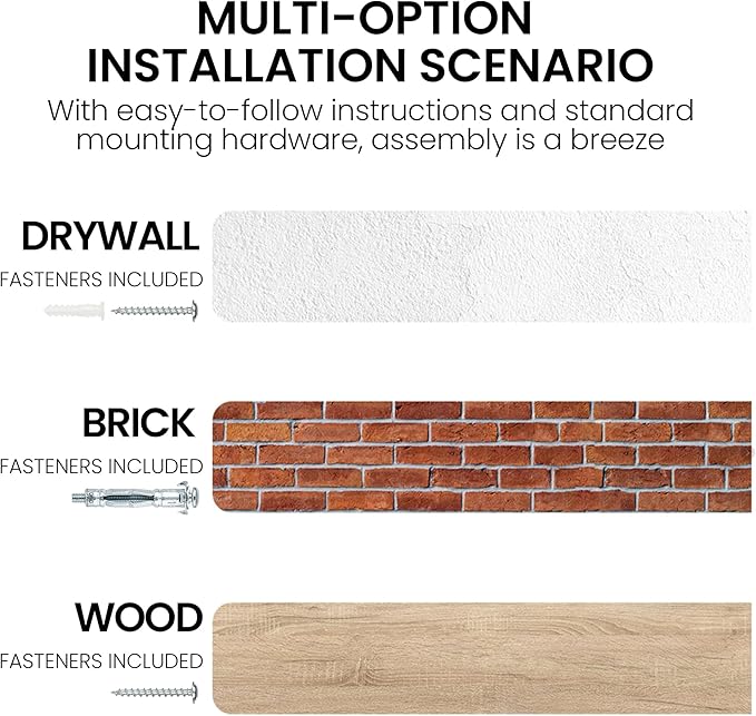 Fun Memories Floating Shelves for Wall, 72"x9.3" Rustic Solid Elm Wood Shelves, Heavy-Duty Wall Mounted Shelves with Invisible Brackets for Living Room, Bedroom, Kitchen, Natural Finish