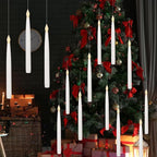 GenSwin 10.8" Floating Candles with Magic Wand Remote Timer, Flameless Taper Candles Flickering Battery Operated, LED Electric Hanging Window Candle Christmas Halloween Decorations(12 Pack, White)
