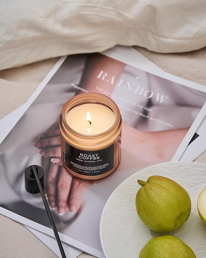 M&SENSE Coffee Candles Scented Strong, Organic Natural Soy Wax for Bedroom Kitchen Home Decor, 7.05oz 50 Hours Slow Burn Candle Highly Scented Candle Housewarming Gift for Men Women