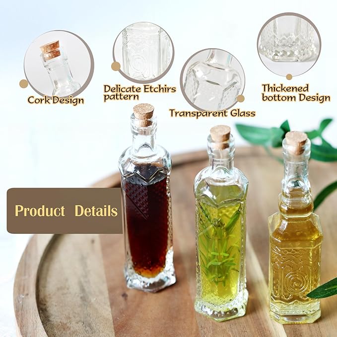24 pcs Small Mini Clear Vintage Glass Bottles with Corks, Small Bud Vases, Decorative, Potion Bottles, 1.6oz for Party Wedding DIY Decoration/ Sand Art Bottles/Spell Jars/Message In a Bottle Kit