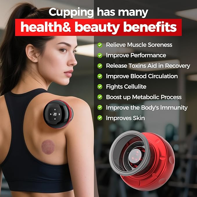 5-in-1 Smart Cupping Therapy Set, 12-Level Temperature & Suction Control, Massage Cupping Kit for Targeted Pain Relief, Neck/Shoulder/Back Muscle Soreness & Blood Circulation Improvement